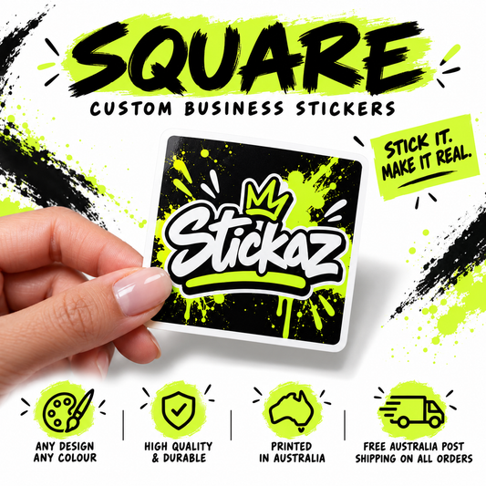 Square custom business stickers – Stickaz