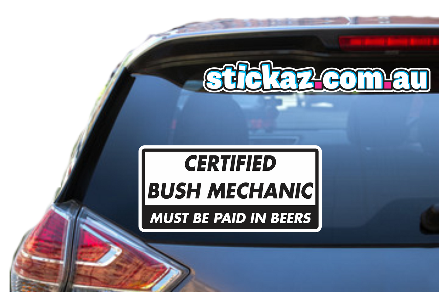 BUSH MECHANIC 200mm Funny offroad 4x4 Car ute Tool box Stickers 4wd BEER TOOLBOX