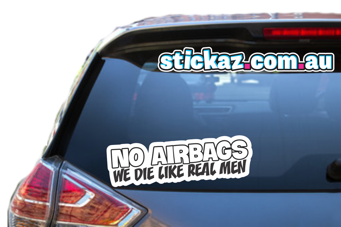 NO AIRBAGS WE DIE LIKE MEN - DRIFTER BOI FUNNY JDM SIC Sticker 4x4 4WD 220x77mm