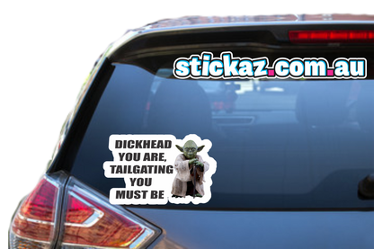 Tailgating Yoda sticker Vinyl dickhead car bumper funny JDM Star Wars decal