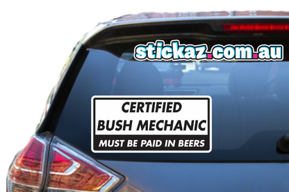 BUSH MECHANIC 200mm Funny offroad 4x4 Car ute Tool box Stickers 4wd BEER TOOLBOX