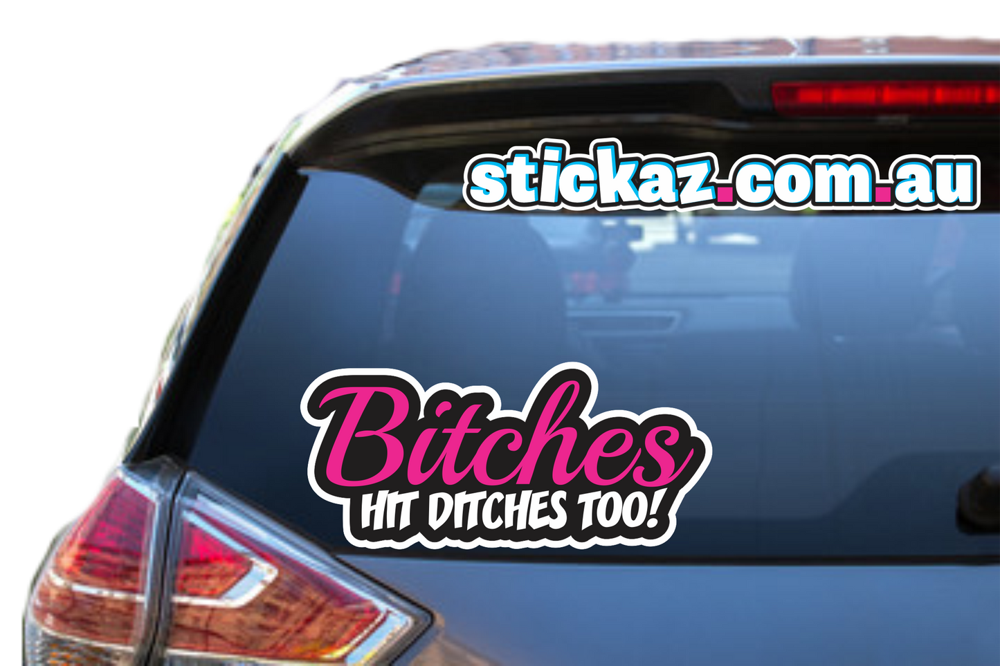 Bitches Hit Ditches Too Sticker Decal Funny Car JDM DRIFT CUTE WINDOW PINK GIRLS