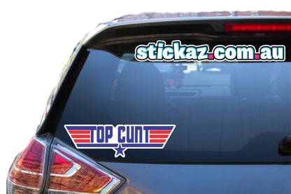 TOP GUN C&NT FUNNY RUDE STICKER DECAL 200mm X 70mm Car 4x4