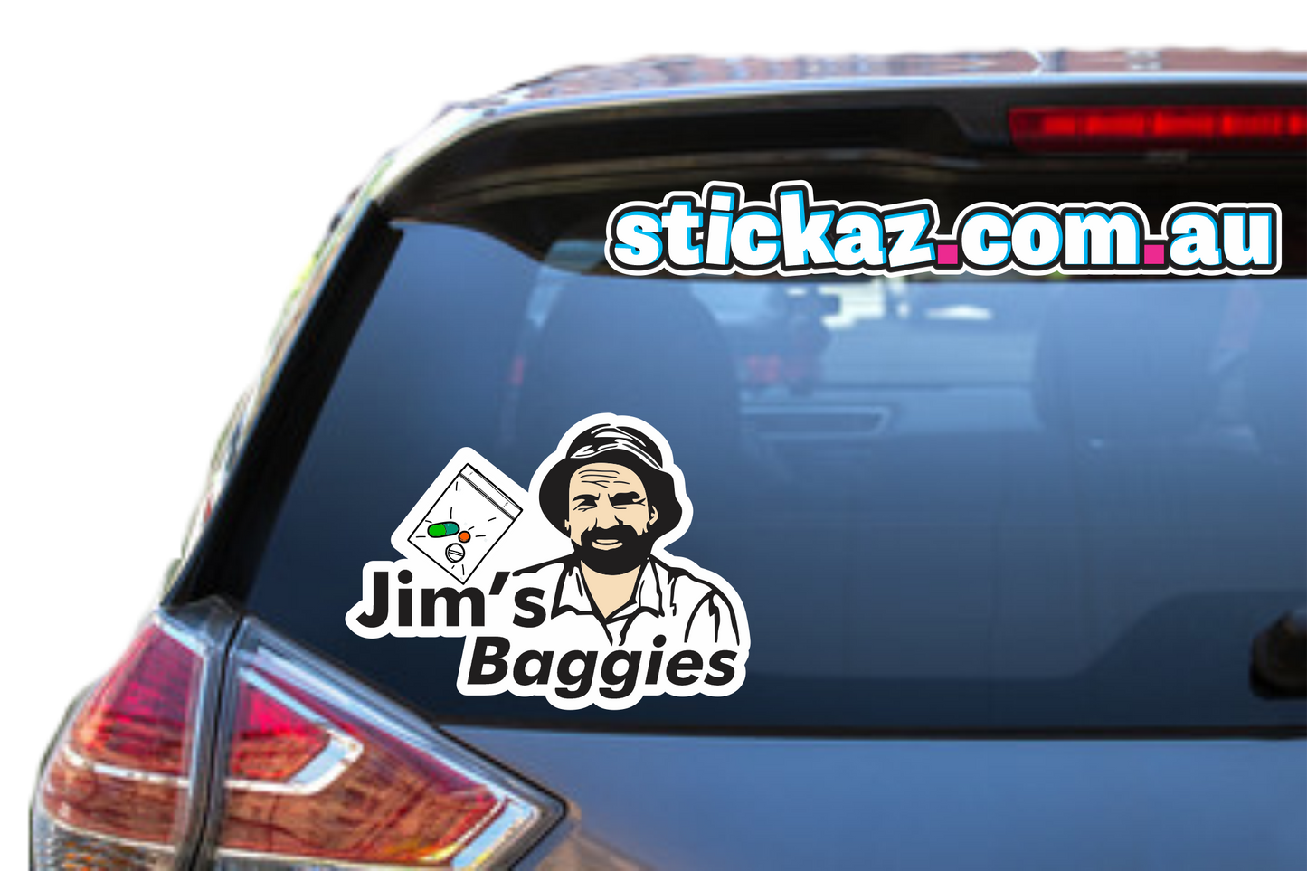 Jims Baggies Sticker Funny Laptop Car Window Bumper 4x4 Decal ute 4wd