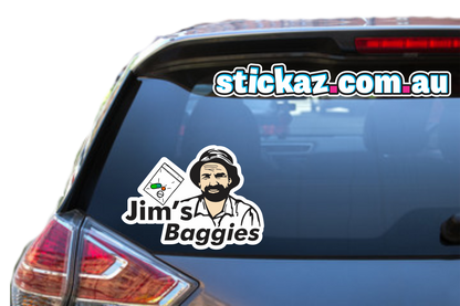 Jims Baggies Sticker Funny Laptop Car Window Bumper 4x4 Decal ute 4wd