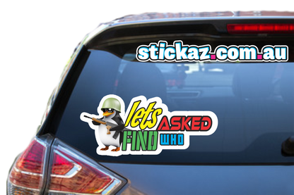Lets Find Who Asked penguin google meme very cool Vinyl Car Sticker Decal